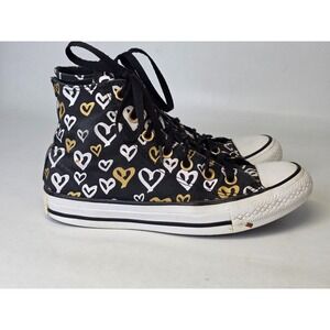 Converse All Star Chuck Taylor  Sneakers Women's Size 7 Black White Heart Shoes